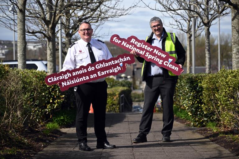 At the launch of County Galway’s Annual Spring Clean campaign were Christopher Harrington, Senior Community Warden and Mark Molloy Assistant Environmental Awareness Officer