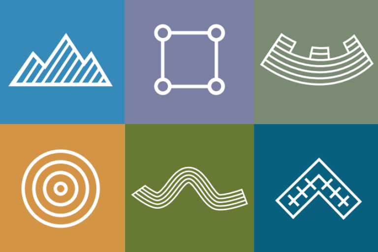 logos from lecp front cover - mountain square circle triangle wave