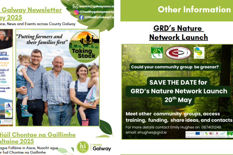 Snippets from the newsletter featuring front cover and events news from a past newsletter