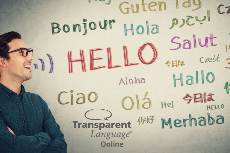 Image of man saying hello in many languages