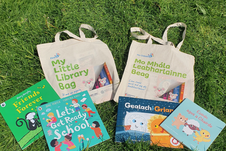 Image of two cotton bags with 4 books