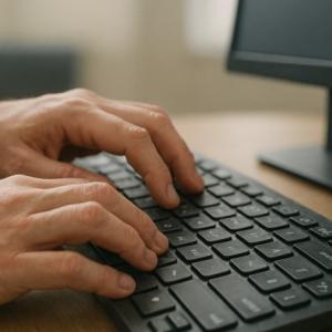 Fingers typing on a keyboard