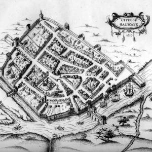 Illustrated map of Galway city dated 1610