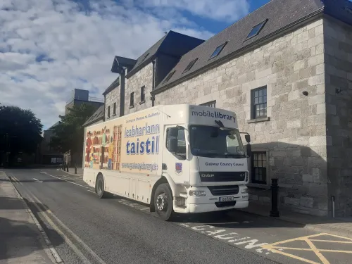 Image of Galway mobile library outside library hq